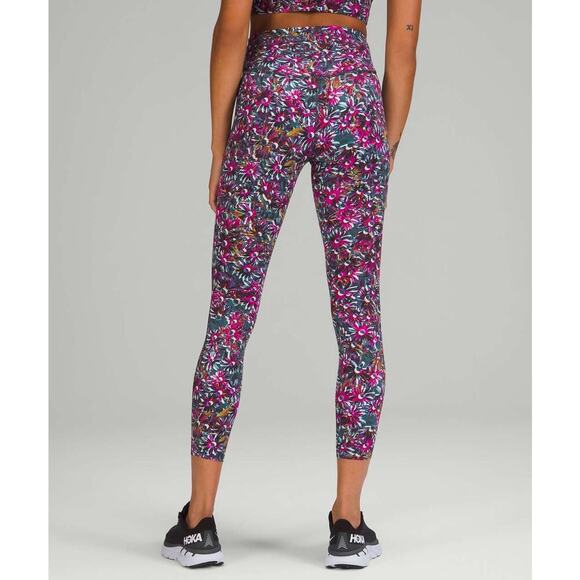 Like New Lululemon 25" Base Pace Floral Electric Multi Print Leggings Sz 18 - Picture 1 of 12